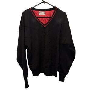 Men’s Large Titleist Corbin XCR Golf Sweater Wool V Neck Long Sleeve Black